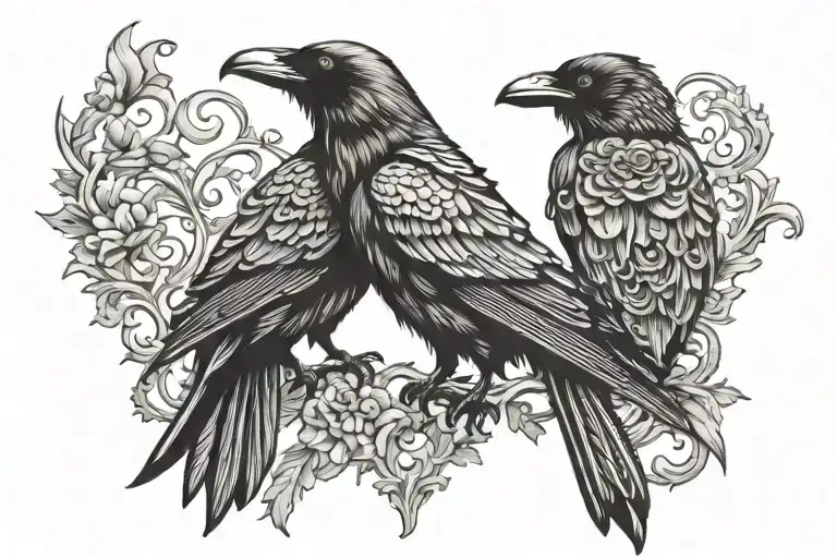gothic intricate ravens tattoo design idea