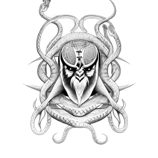 snakes, ravens, odin, yigdrasil tattoo design idea