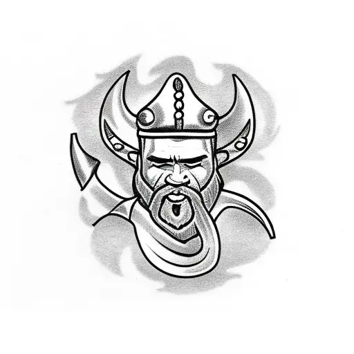 viking with castle  tattoo design idea