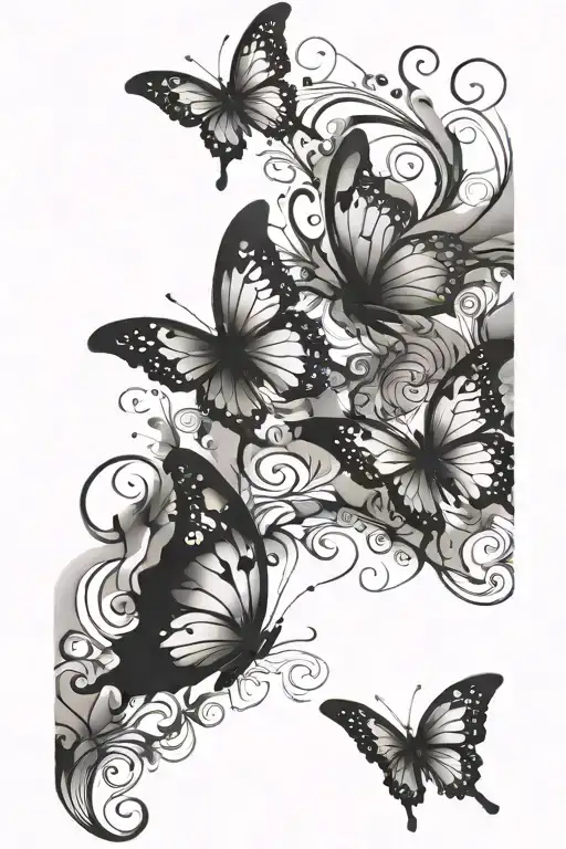 2 butterfly with smoke swirling tattoo design idea