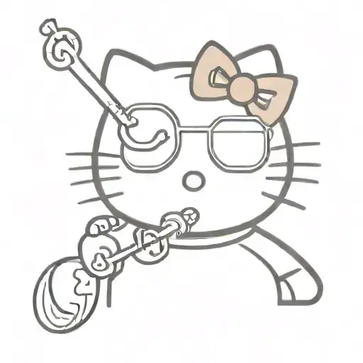 hello kitty with sunglasses is smoking cigarette  tattoo design idea