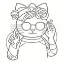 hello kitty with sunglasses is smoking cigarette  tattoo design idea