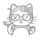 hello kitty with sunglasses is smoking cigarette  tattoo design idea