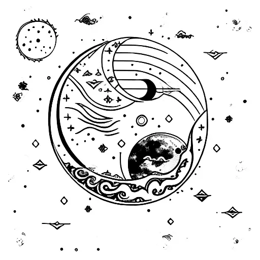 Sun and Moon tattoo design idea