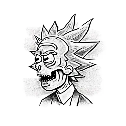 Rick and morty skull weed tattoo design idea