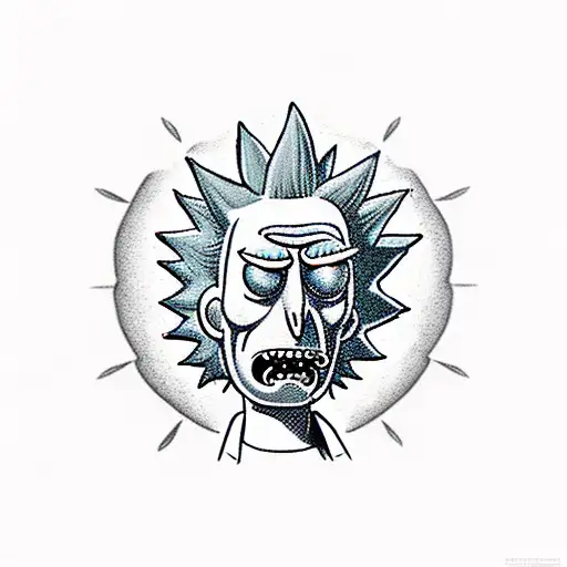 Rick and morty skull satanic tattoo design idea