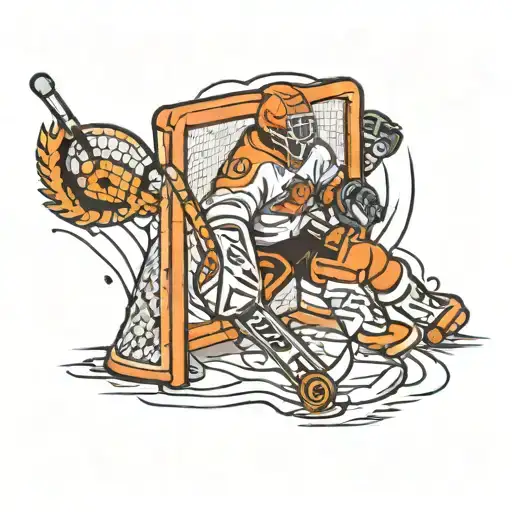 roller hockey goal and wall tattoo design idea