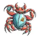 Crab holding ruby with claws  tattoo design idea