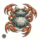 Crab holding ruby with claws  tattoo design idea