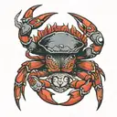 Crab holding ruby with claws  tattoo design idea