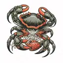 Crab holding ruby with claws  tattoo design idea