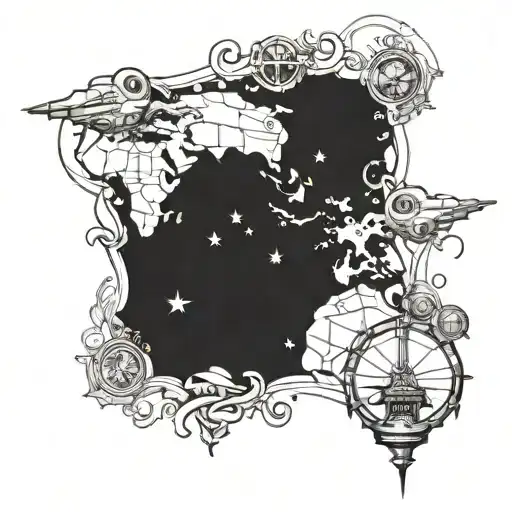 treasure Planet map outline tattoo design idea