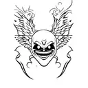 evil smiley emoji with demonic wings tattoo design idea