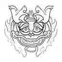 evil smiley emoji with demonic wings tattoo design idea