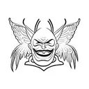 evil smiley emoji with demonic wings tattoo design idea