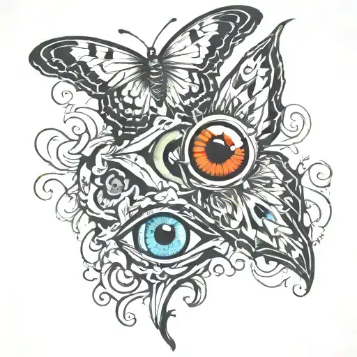butterfly and devil eye  tattoo design idea