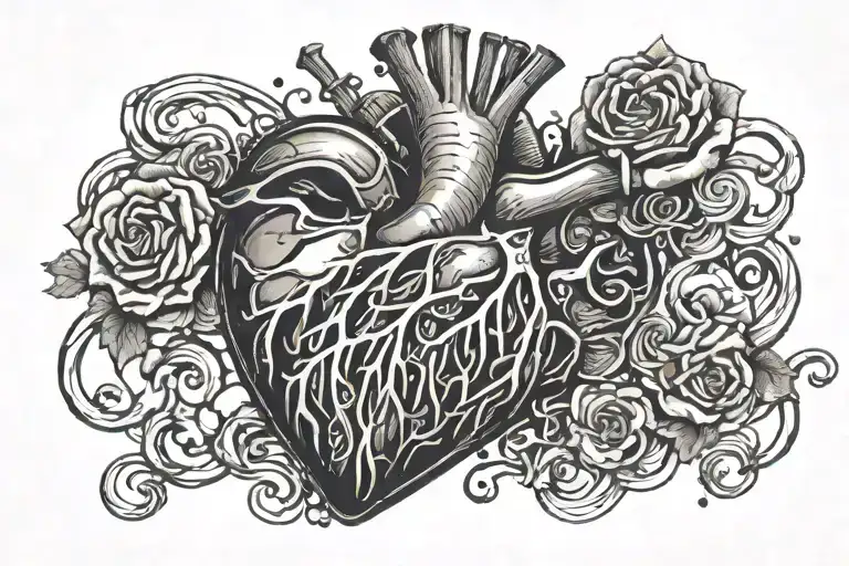 josefina coursive broken heart made tattoo design idea