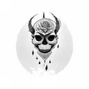 Bearded overthinking skull tattoo design idea