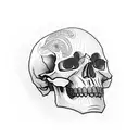 Bearded overthinking skull tattoo design idea