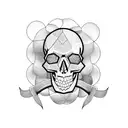 Bearded overthinking skull tattoo design idea
