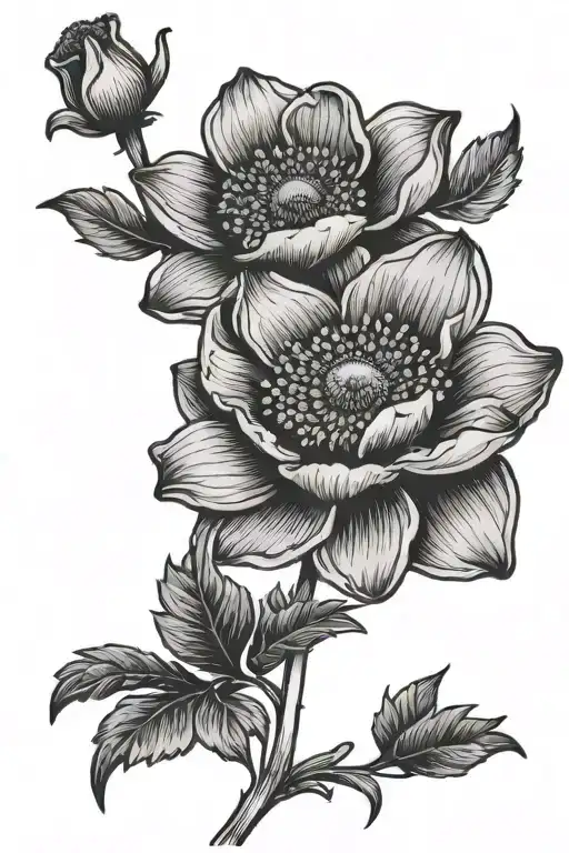 anemone flower tattoo design idea