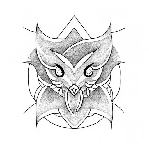 make me a dove full face and symmetrical black and white tattoo design idea