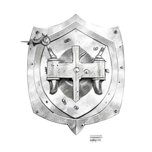spartan shield with Greek keys tattoo design idea
