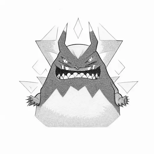 Gengar the pokemon, with his toungue out of his mouth tattoo design idea