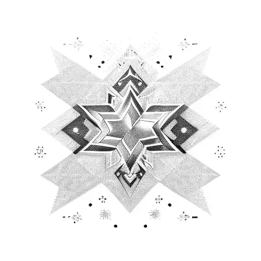 star with checkered tattoo design idea
