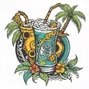 music cocktail palm tree  tattoo design idea