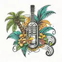 music cocktail palm tree  tattoo design idea