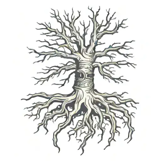 dead tree roots tattoo design idea