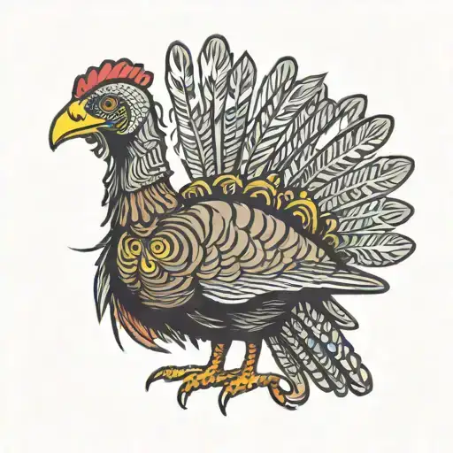 A new-school design of a turkey with Jeep tire tracks as feathers, representing a unique blend of interests tattoo design idea
