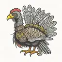 A new-school design of a turkey with Jeep tire tracks as feathers, representing a unique blend of interests tattoo design idea