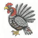 A new-school design of a turkey with Jeep tire tracks as feathers, representing a unique blend of interests tattoo design idea