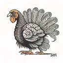 A new-school design of a turkey with Jeep tire tracks as feathers, representing a unique blend of interests tattoo design idea