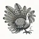 A new-school design of a turkey with Jeep tire tracks as feathers, representing a unique blend of interests tattoo design idea