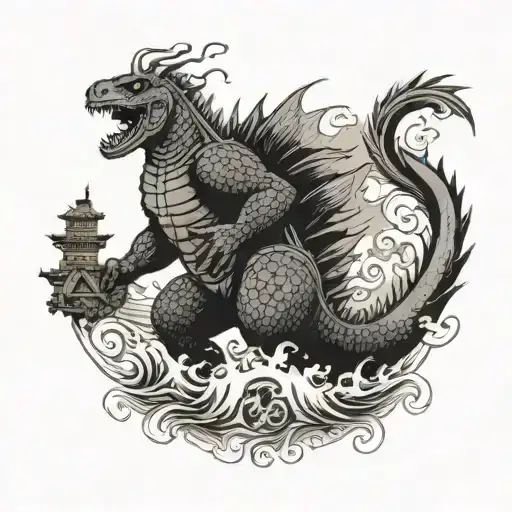Godzilla, waves, saxophone, football, badminton, bikes, Buddha, om tattoo design idea