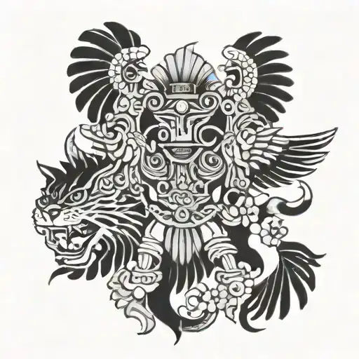 Spanish empire defeating the Aztec empire tattoo design idea