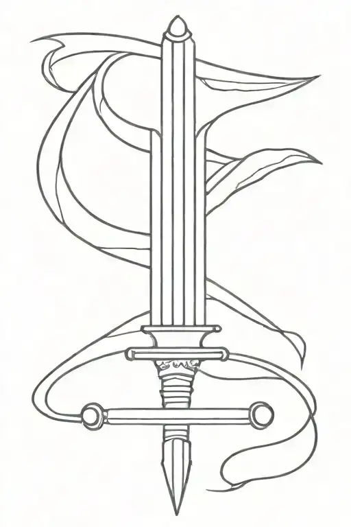 sword with semi colon inscribed on hilt cross like tattoo design idea