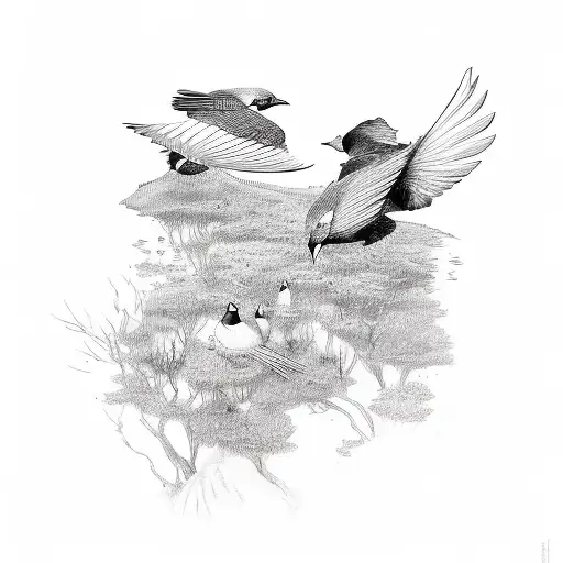 with the birds I'll share this lonely view tattoo design idea
