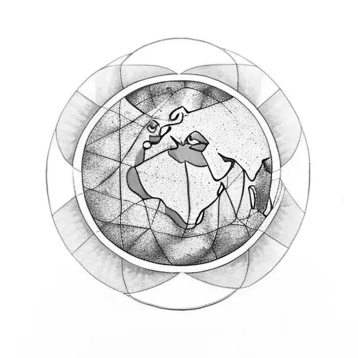 earth revolving around a circle which has words 'No matter where' tattoo design idea