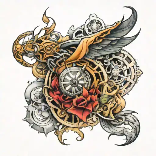 bio mechanical tattoo design idea