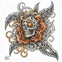 bio mechanical tattoo design idea