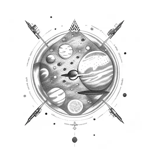 solar system tattoo design idea