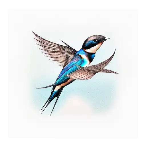 swallow bird fading  tattoo design idea