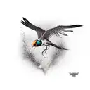 undead swallow bird  tattoo design idea