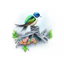 undead swallow bird  tattoo design idea