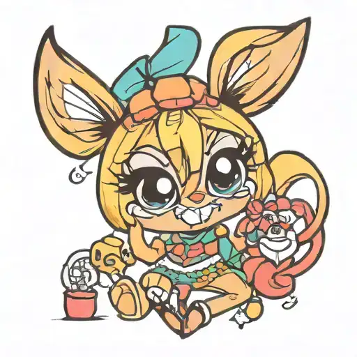 butter cup from powerpuff girls and lola bunny tattoo design idea