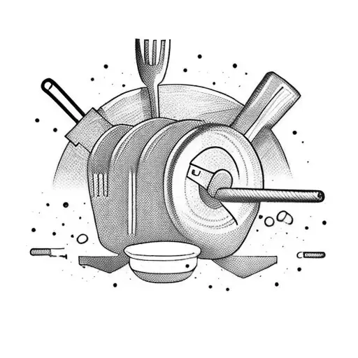 A barbell made of cooking utensils tattoo design idea